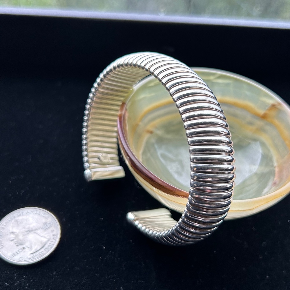 COPY - Vintage Italian JCM Sterling Silver Ribbed Fluted Cuff Bracelet